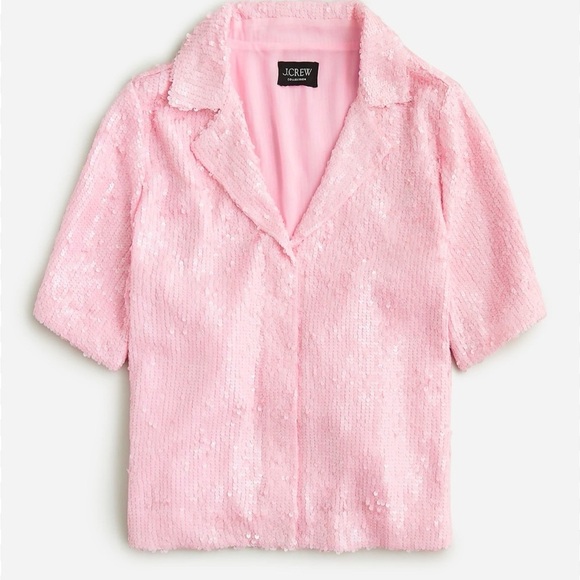 J. Crew Tops - J. Crew Pink Sequin Short Sleeve Top